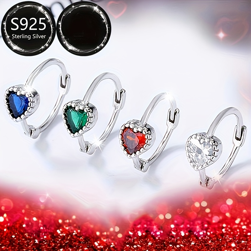 925 Silver Heart Earrings CZ Dangle Lightweight & Durable